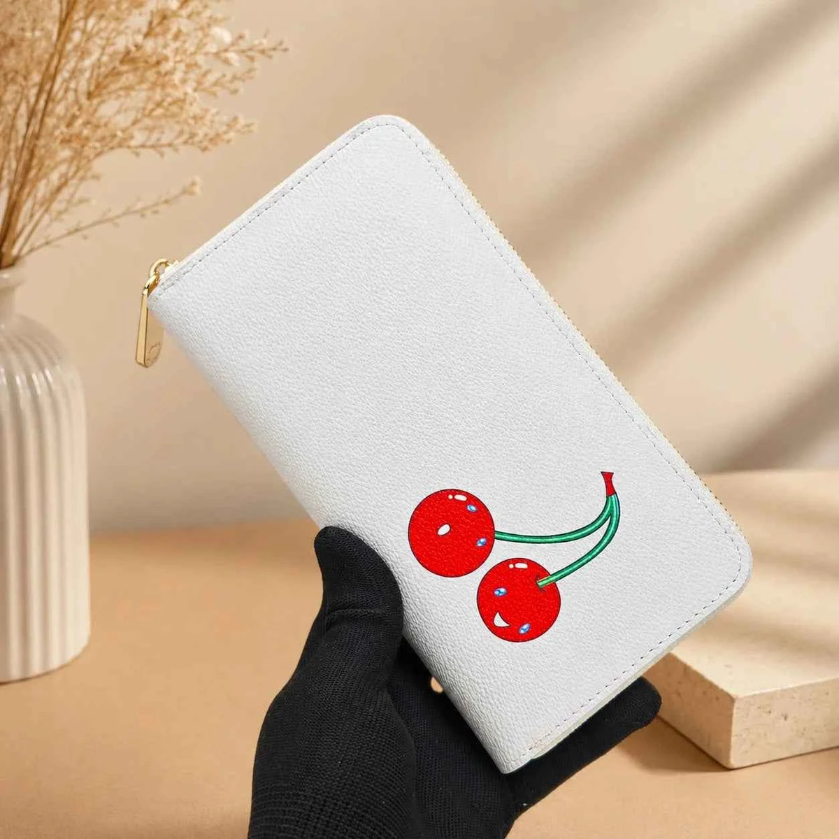 2026 New Luxury Cherry Mini Wallet with Zipper, 19*10cm