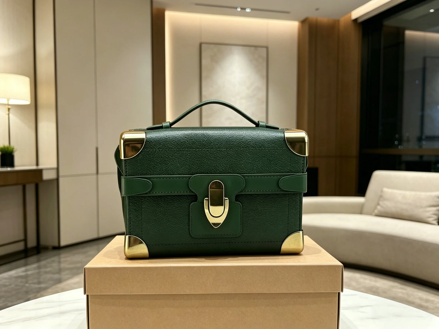 2026 New Women's Boxy Handbag Retro Metal Lock Corner Design Versatile Commuter Purse 19X15cm ZX8720