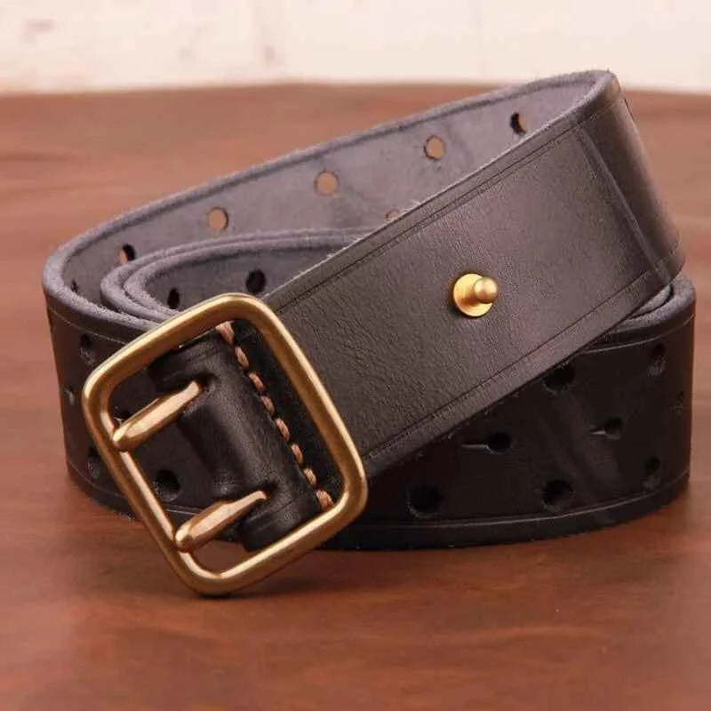 Top Quality Genuine Leather Men's Belt Designer Belt Men Luxury Vintage Brass Buckle Tactical Belt Thick Cowhide Jeans Belt