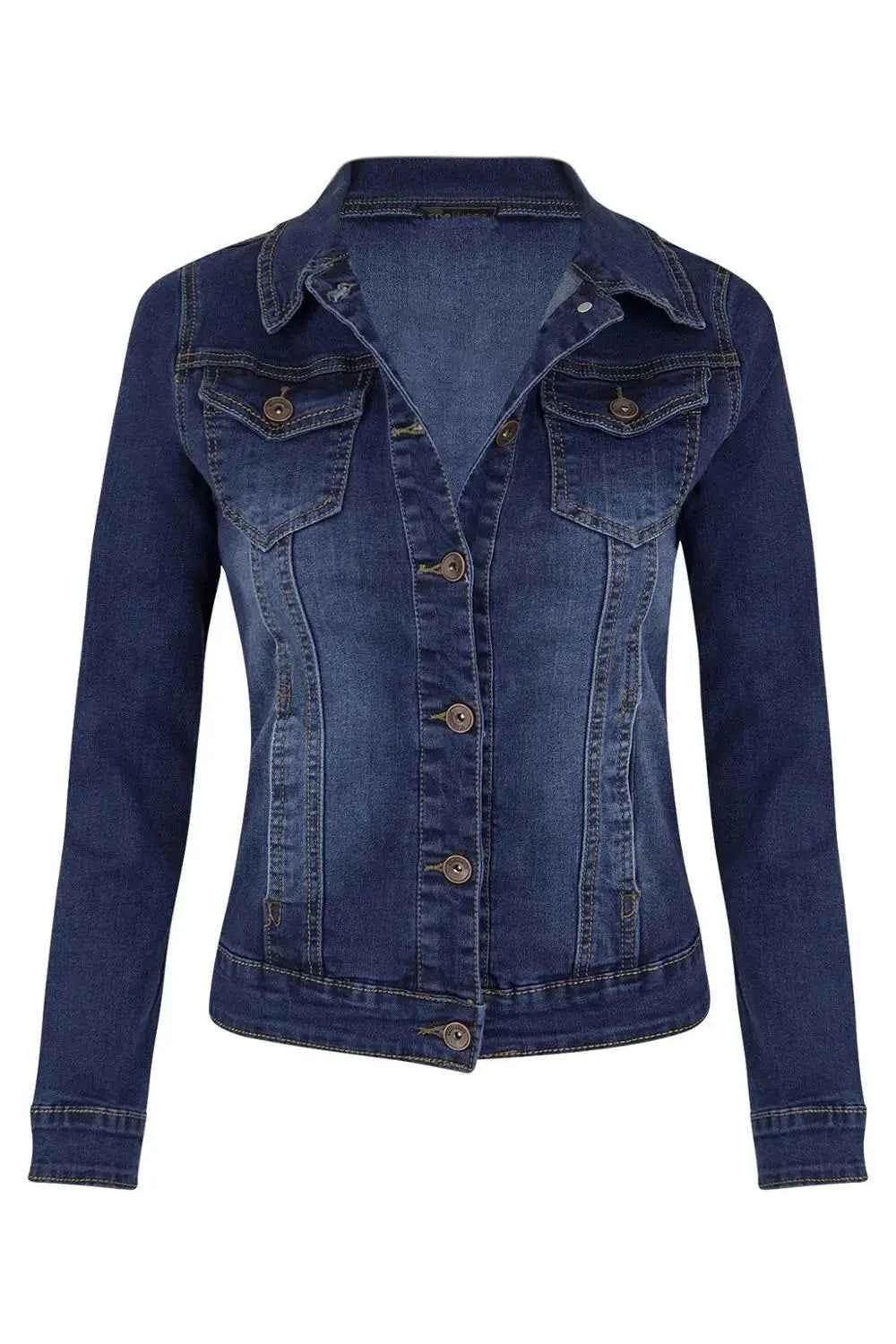 2025 New Women's Long Sleeve Denim Jacket Fashion Slim Fit Stretch Jeans Coat Casual Female Clothing