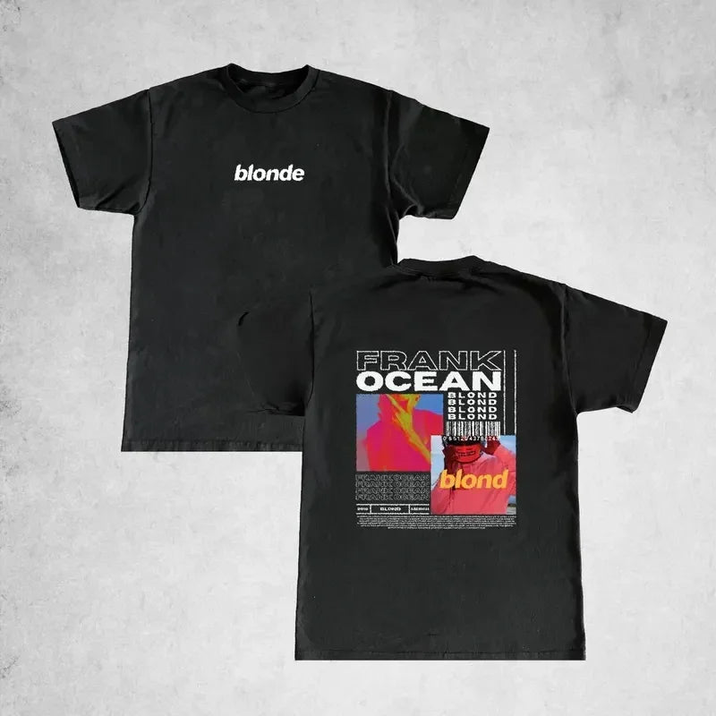Rapper Frank Retro Graphic T Shirt Men's Hip Hop Ocean Album Clothing T-Shirts Y2k Unisex Blond Fashion Oversized Cotton T-shirt