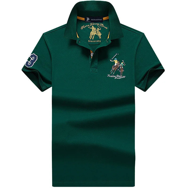 Fashion Polo T Shirt Man Cotton Big Size Polo Shirt Men Casual Embroidery Lapel Button Shirt Short Sleeve High Quality Male Red