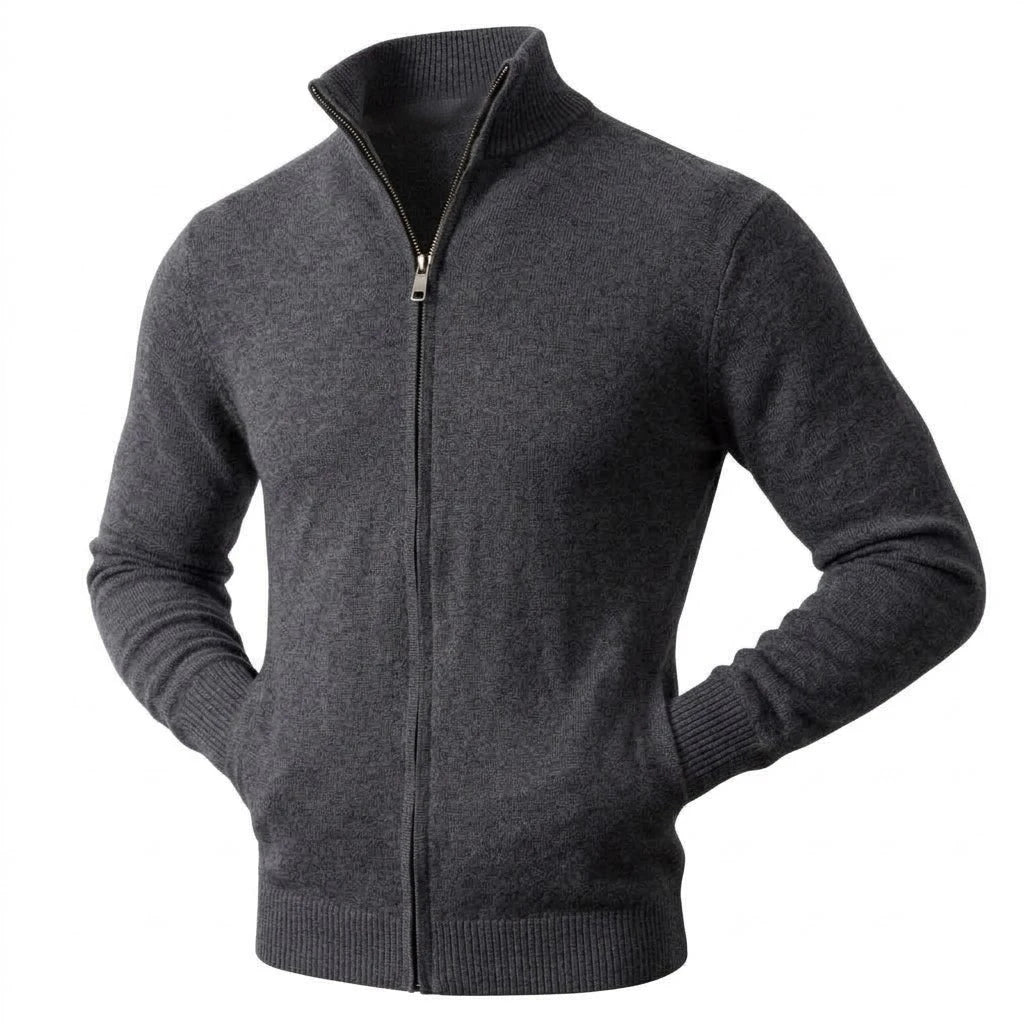 Autumn Men's Casual Stand Collar Cardigan Sweater Zip Knitted Jacket Winter Warm Jumper Coat Outwear Long Sleeve Streetwear Top