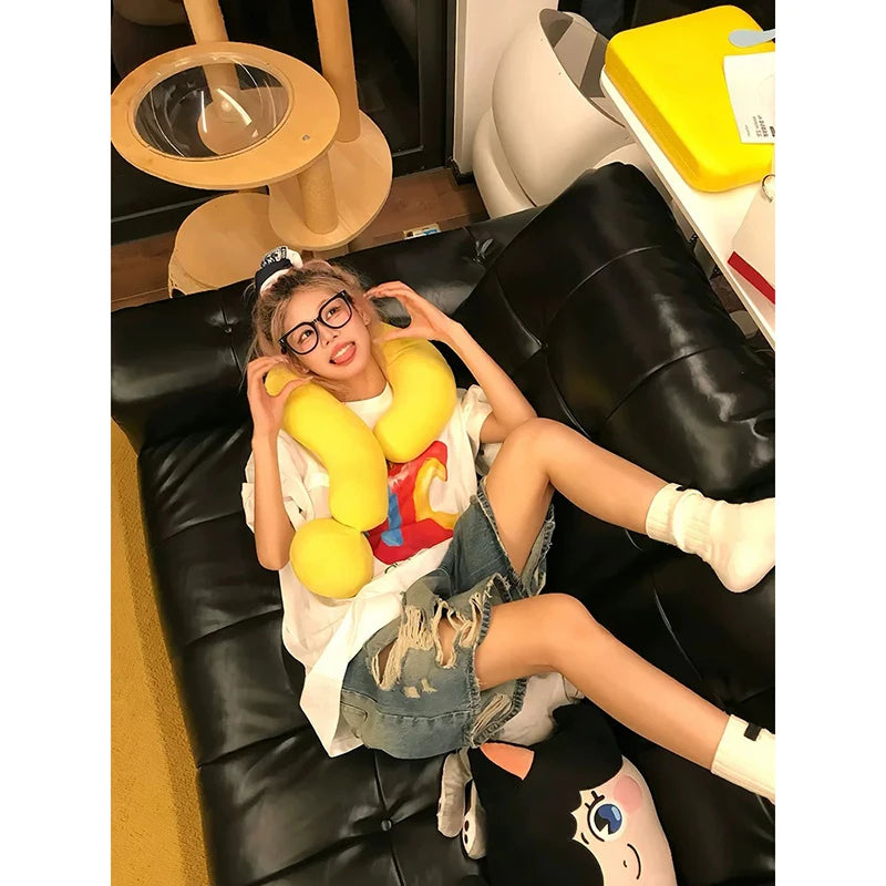 YIBASHU Summer Women Abi American Ripped Jeans Shorts Kpop 2000s Aesthetic Baddie Style Denim Pants Grunge