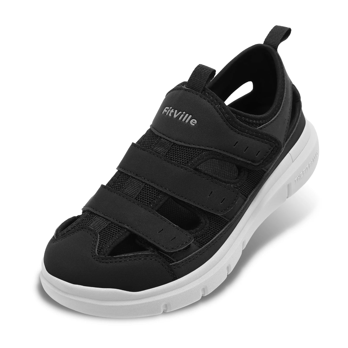 FitVille Men's Sandals Wide Design Diabetic Shoes Lightweight Breathable for Swollen Feet with Arch Support Sandals