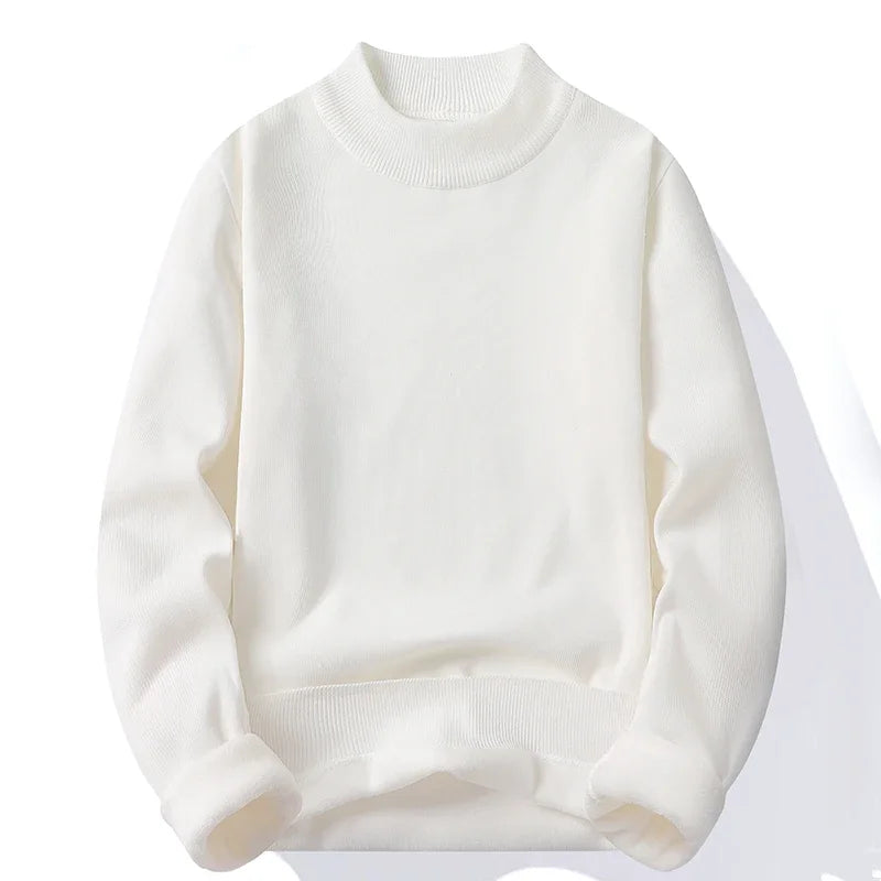 Half Turtleneck Knitwear Sweater New Autumn/Winter Mock Neck Sweatshirts Solid Color Pullovers Man Brand Casual Mens Clothing