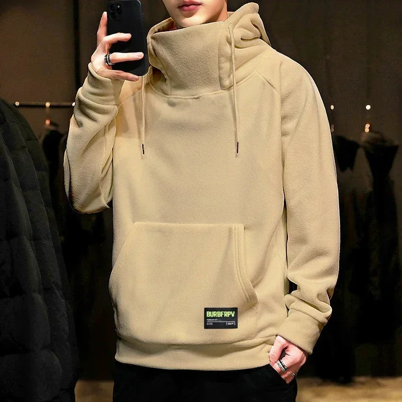 2026 Men's Thick Polar Fleece Sweatshirt Paired Couple Y2k Streetwear Autumn Winter Hood Sports Black Windproof Oversized Hoodie