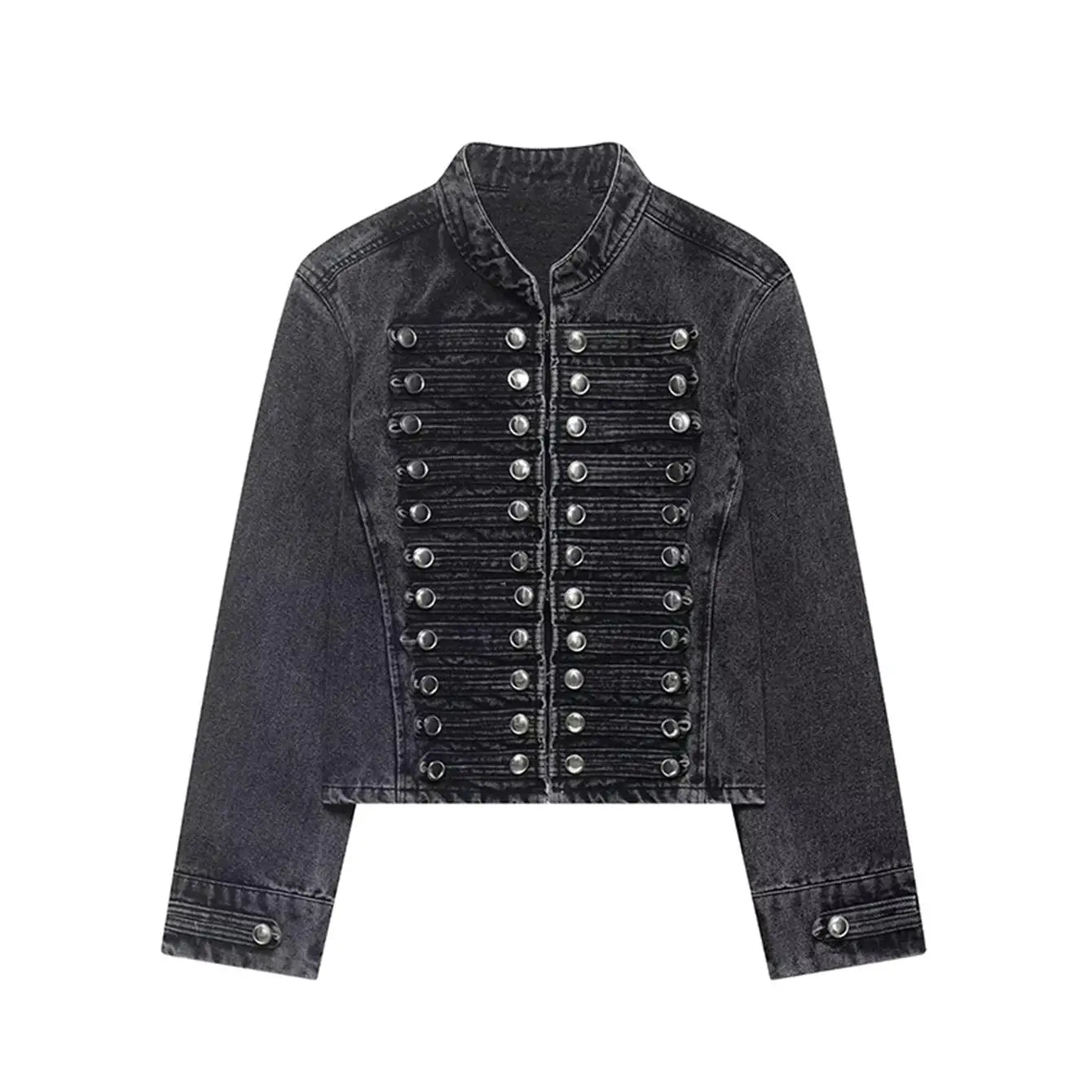 New Vintage Denim Jacket For Women Solid Round Neck Slim Fit Short Jackets 2026 Spring Lady Daily High Street Outerwears