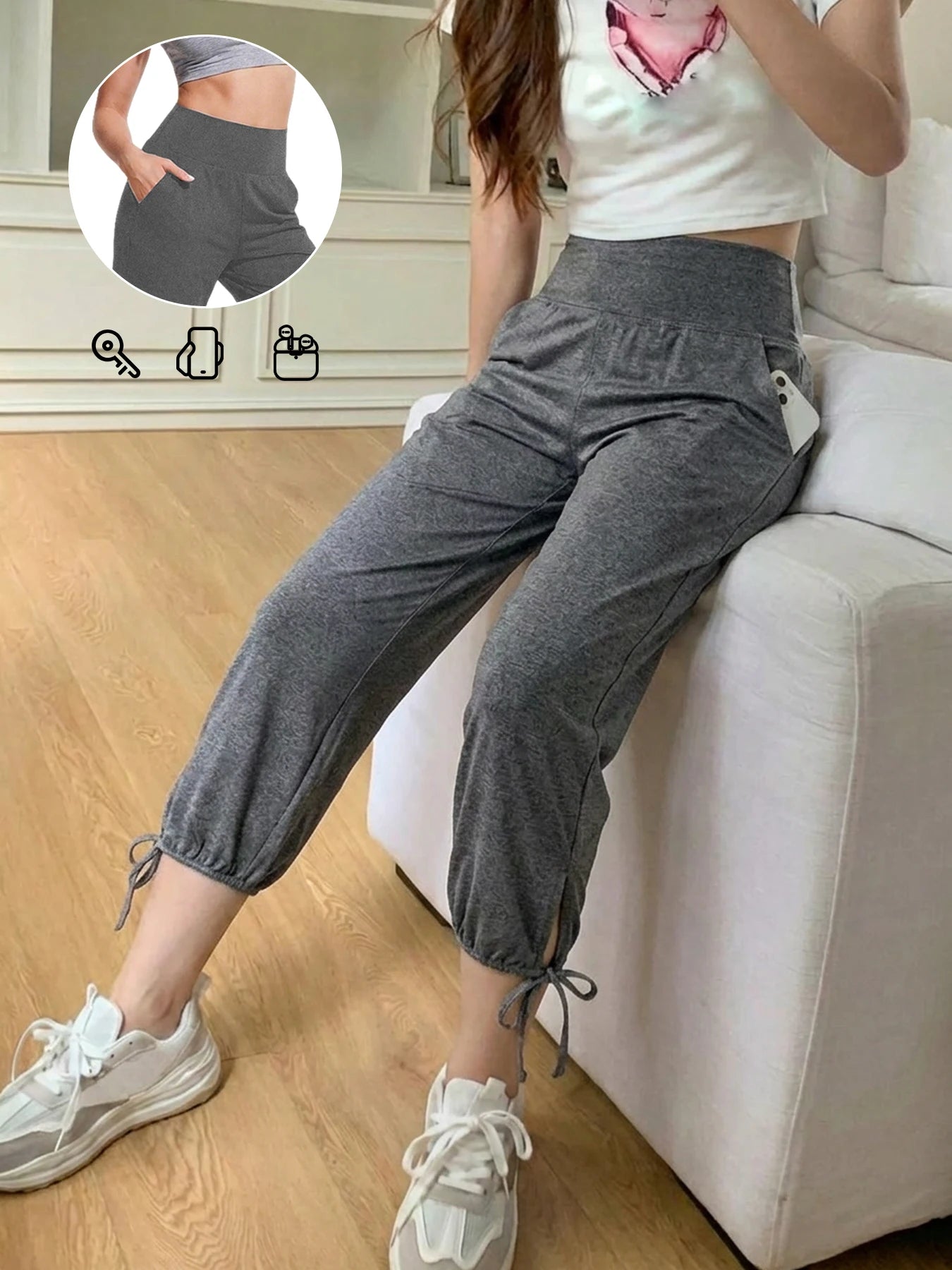 Womens Yoga Pants Capri Loose Workout Sweatpants Comfy Lounge Joggers with Pockets