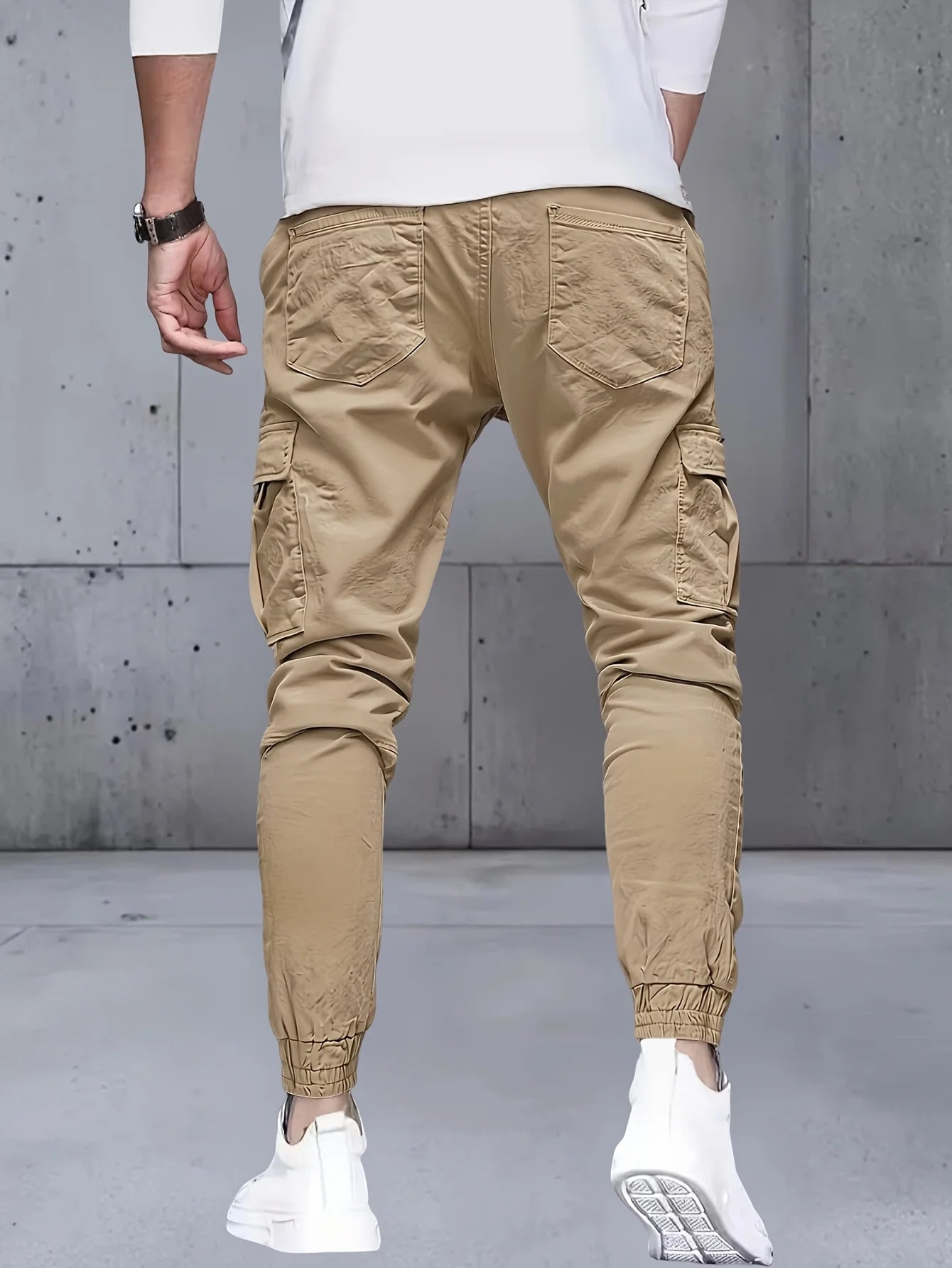 3 pieces of long pants for men, regular fashion pants and sports pants, pocket elastic waistband and ankle pants, work pants