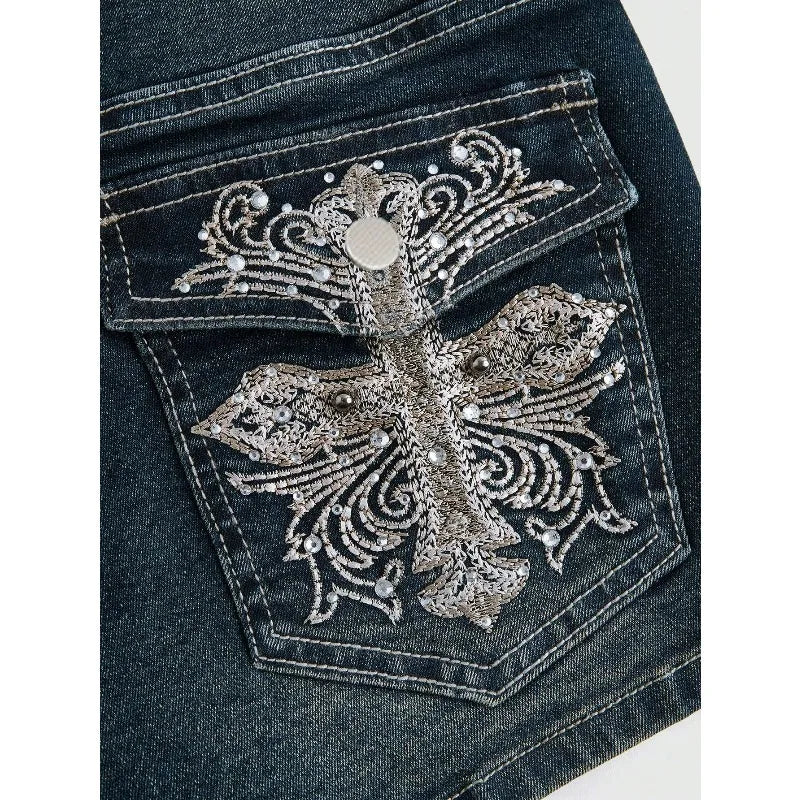 Summer Korean Sexy Low Waist Women Denim Short American Lady Y2K Elastic Slim Cotton Hot Jorts Female Embroidery Wrapping Jeans