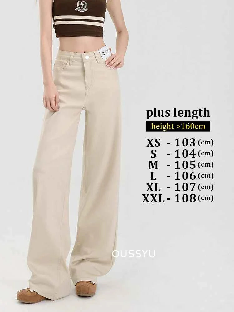 New Summer Soft Lyocell Jeans Women Blue Khaki White High Waist Straight Thin Wide Leg Denim Pants Y2k Loose Female Clothing 2XL