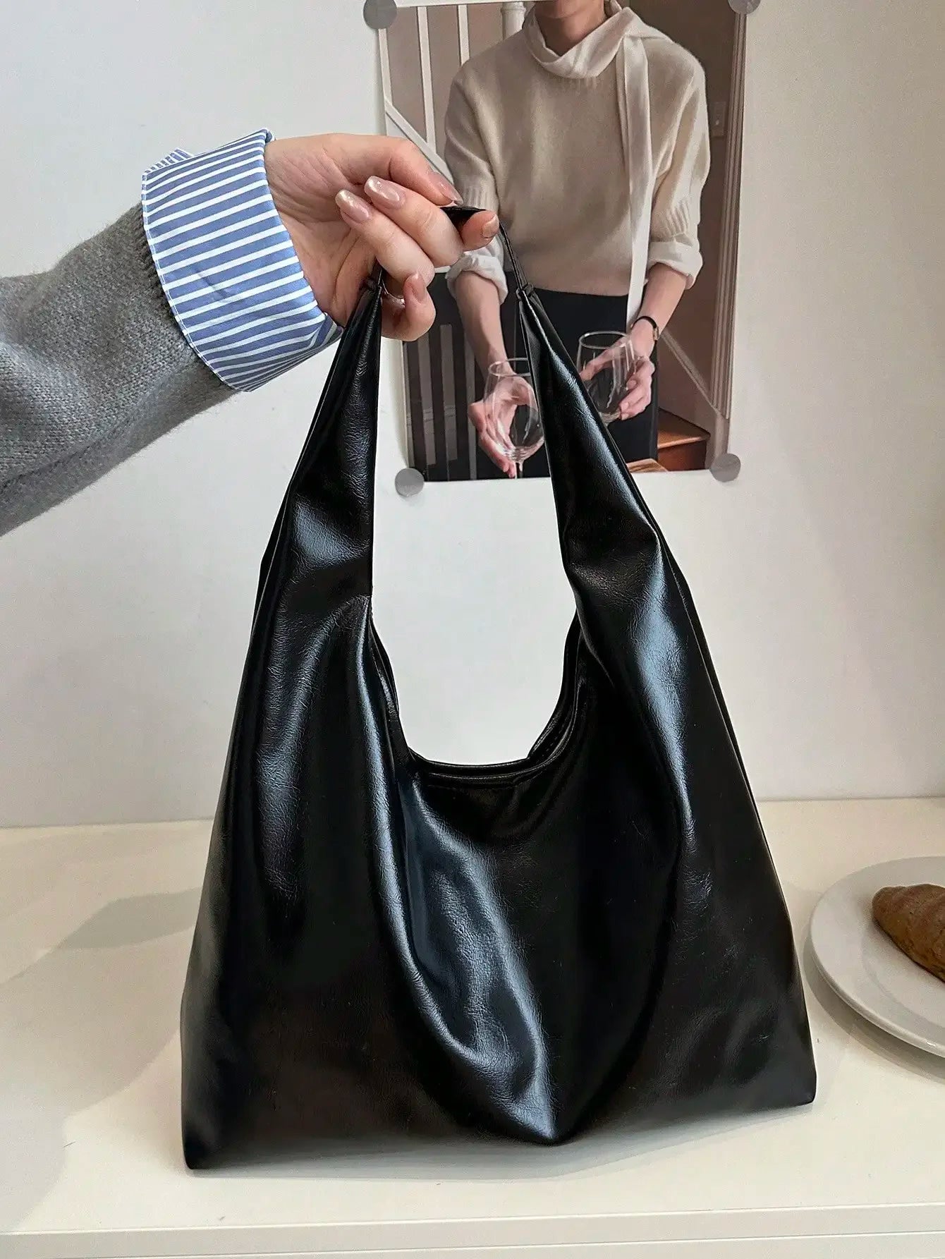 Large Capacity Solid Color Women's Shoulder Bag, Multifunctional Crossbody Bag,