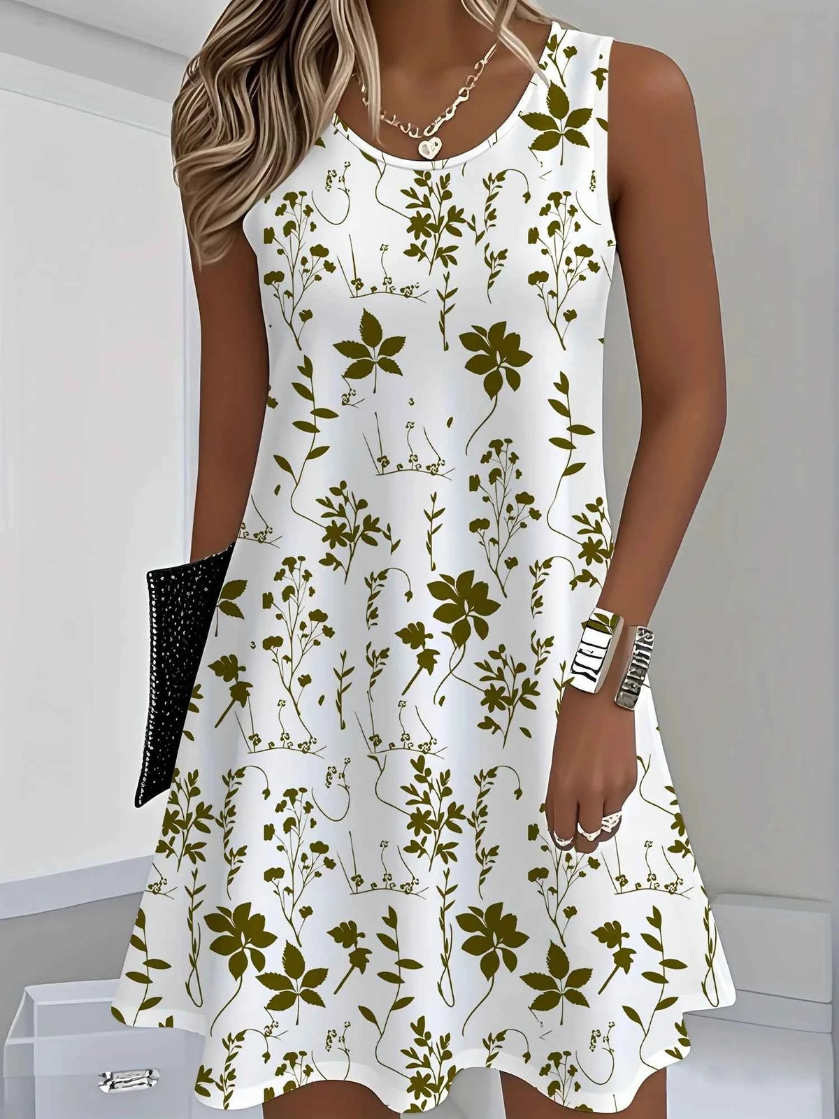 Women's Floral Dress Navy Blue Floral Print White Dresses Woman Summer Oversized Female Clothing Y2k Clothes Woman Costume Tops