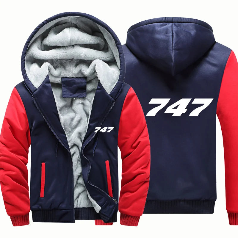 Hooded 747 Aviation Pilots Flight Fleece Warm Wool Thick Men Coat Jackets Autumn Winter Hoodies Sweatshirts