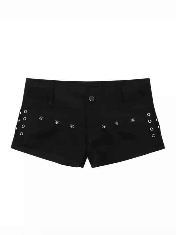 Y2K Denim Shorts Women Skinny Popular Streetwear Daily Personality Students Holiday Fashion Sexy Retro Leisure Gothic Rivet Jean