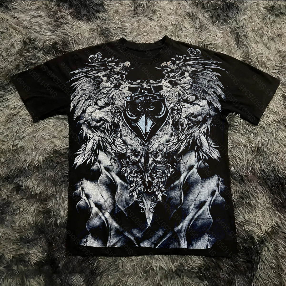 Retro Classic Gothic Style T-shirt Print Oversized Shirt High Street Shirts Gothic Round Neck Cotton Tops New Mens Women T Shirt