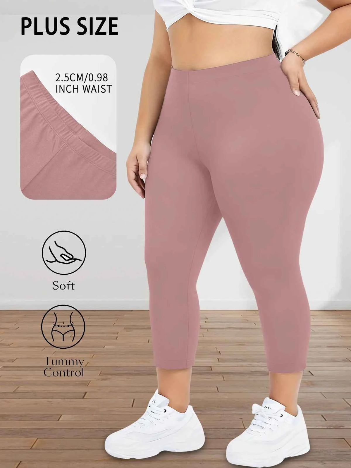 Plus Size Super Soft Capri Pants for Women No See Through Workout Running Yoga Athletic Leggings