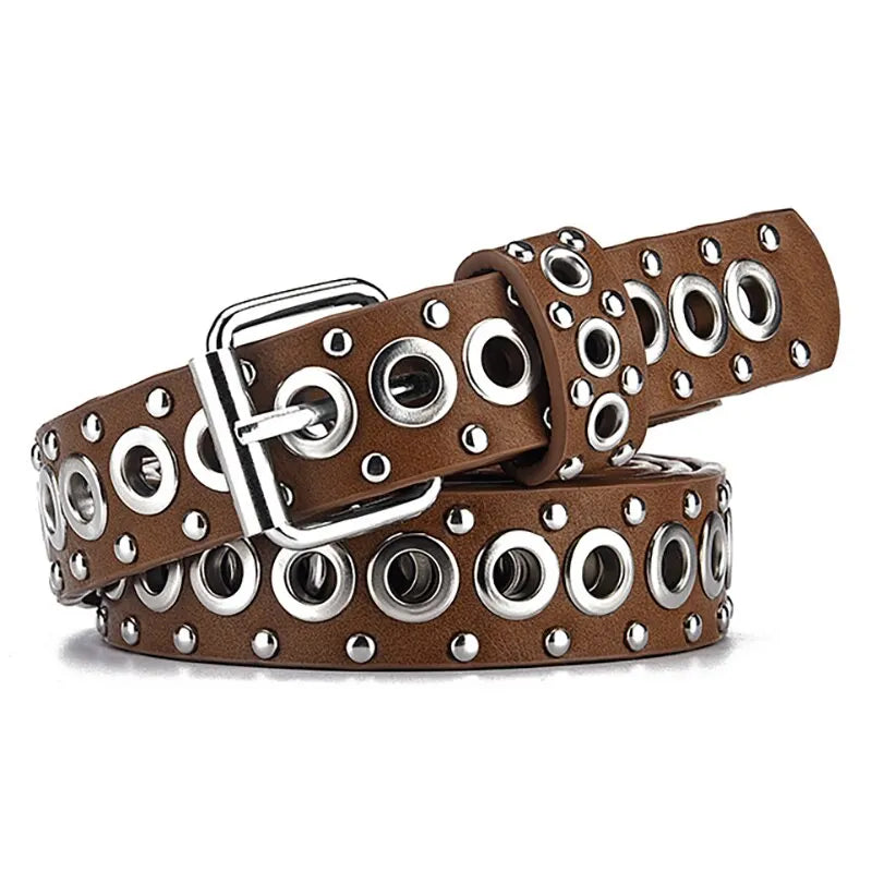 Women's Belt Fashionable Rivet Thin Belt Personalized Needle Buckle Belt Street Trend Punk HipHop Style Y2K Belt With Jeans Belt
