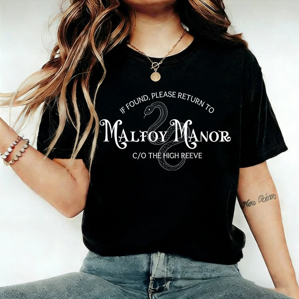 Dramione Book Club Shirt Malfoy Manor T-shirt Dramione Fanfic HP Wizard School Tee Fandom Manacled Merch Retro Short Sleeve Tops