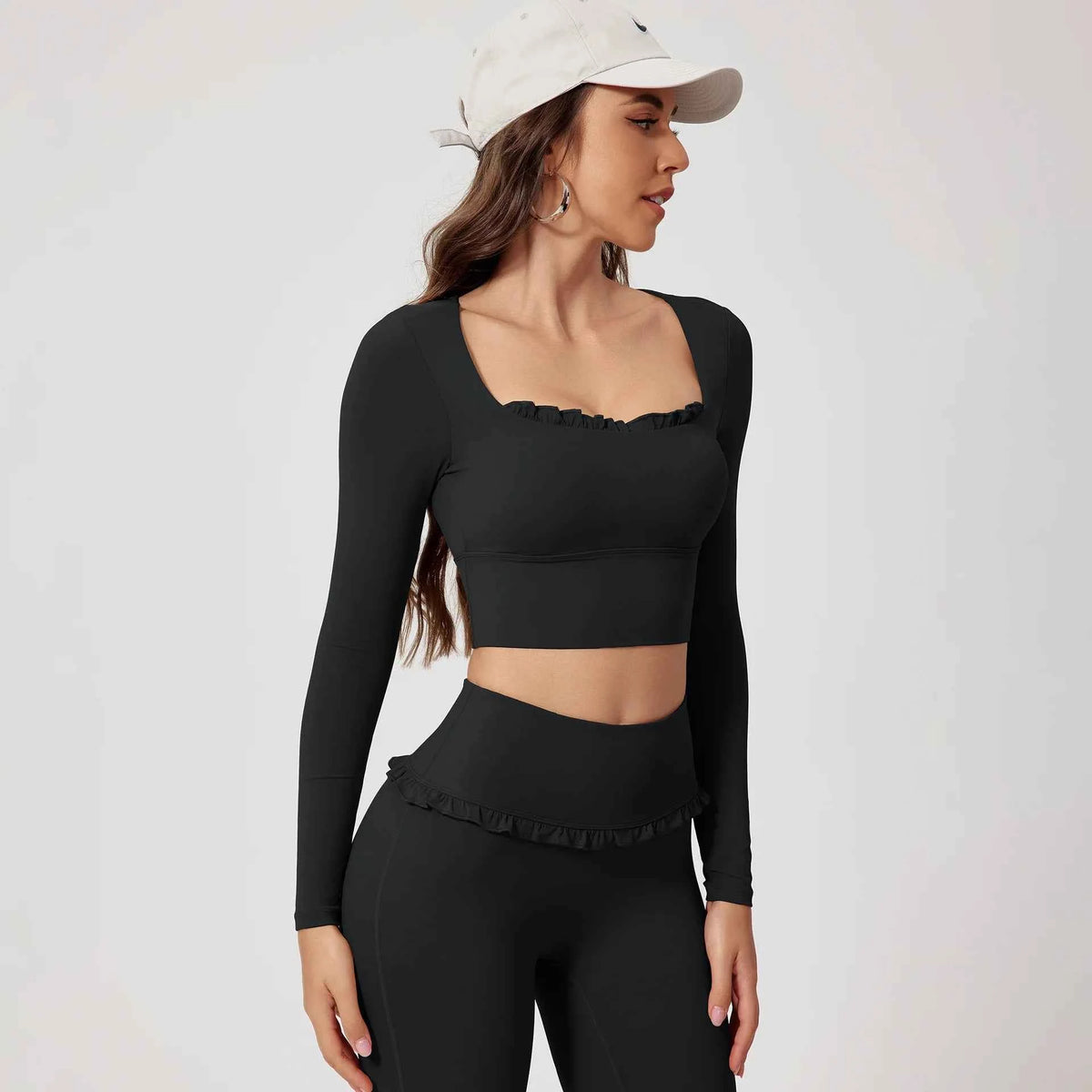 New Summer 2Pcs Women Gym Yoga Female Outfit Outdoor Sports Quick-Dry Long-Sleeved Shirt Set Woman Two-Piece Suit Sportswear
