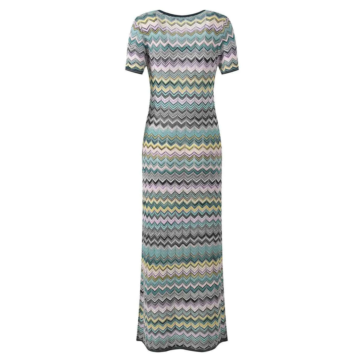 ZJYT Summer New 2026 Fashion Women's Midi Knitted Sweater Dresses Elegant Short Sleeve Striped Casual Holiday Beach Dress Ladies