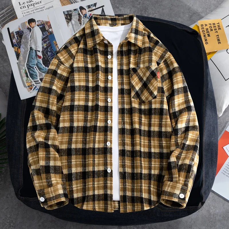 Big Size 9XL Men Flannel Plaid Shirts Long Sleeve Oversize Tops Male Loose Autumn Winter 69% Cotton Streetwear Plus Large Casual
