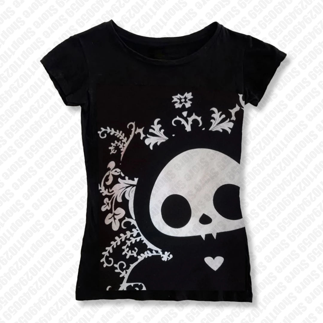 Woman Clothes for Women Baby Tees Y2k Tops Gothic Women's Cropped Female Clothing Goth Kawaii T-shirt Emo 90s Clothes Vintage