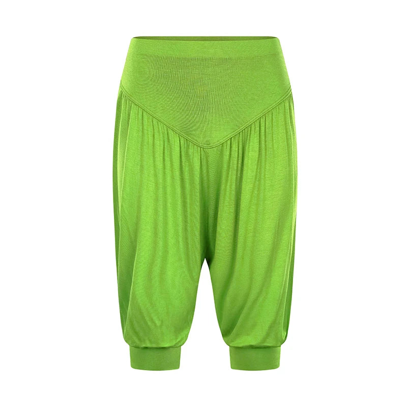 Summer Women Capri Pants Elastic Casual Loose High Waist Bloomers Joggers Sports Fitness Yoga Sweatpants Trousers