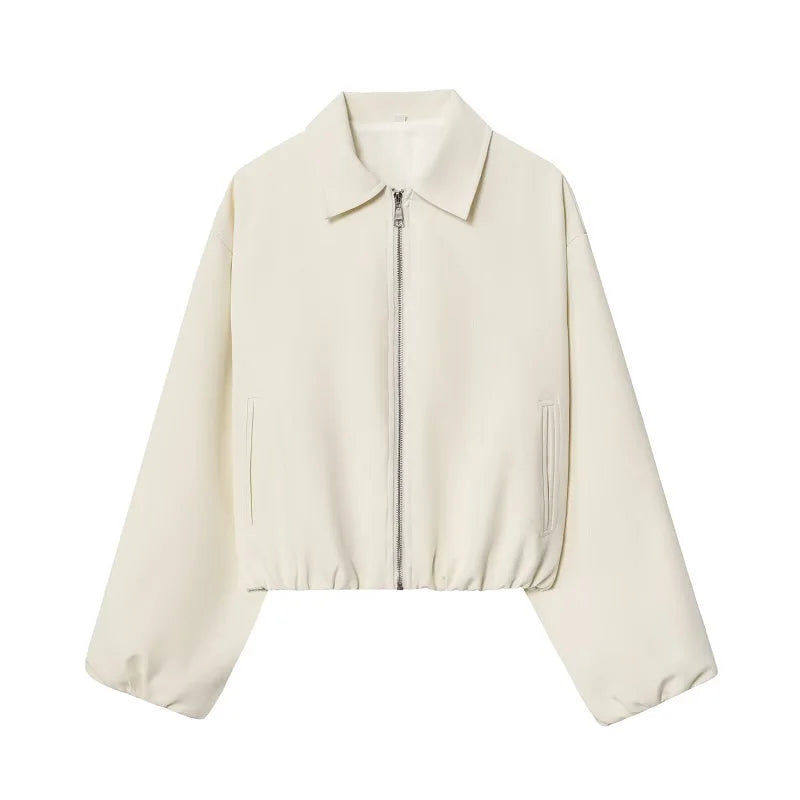 MUJER Puffed Bomber Jackets for Women Zip Varsity Cropped Jacket Woman Demi-season Jacket for Women Outerwears Womens Coats