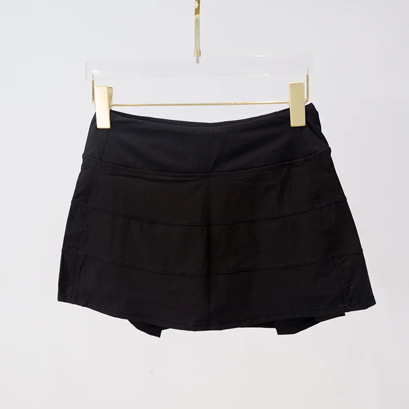 LULU FLORA Solid Color Women's Summer Sport Yoga Shorts High-Waisted Tight Simple Quick-Dry Breathable Tennis Pleated Skirt