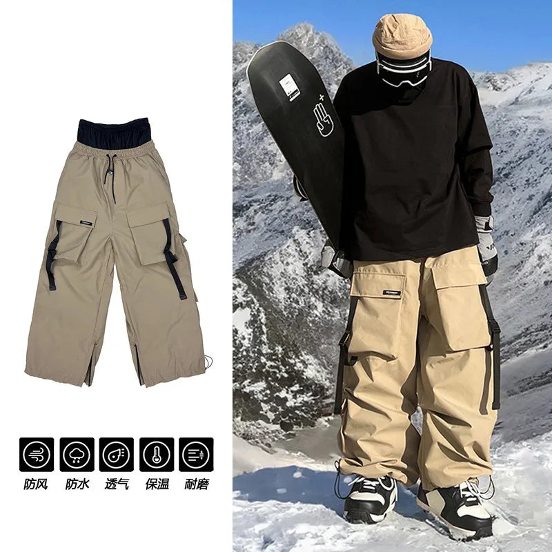 Multi-pocket Waterproof Sports Ski Pants Men's and Women's Violet American Heavy Industry Snow Wear Pants Trend