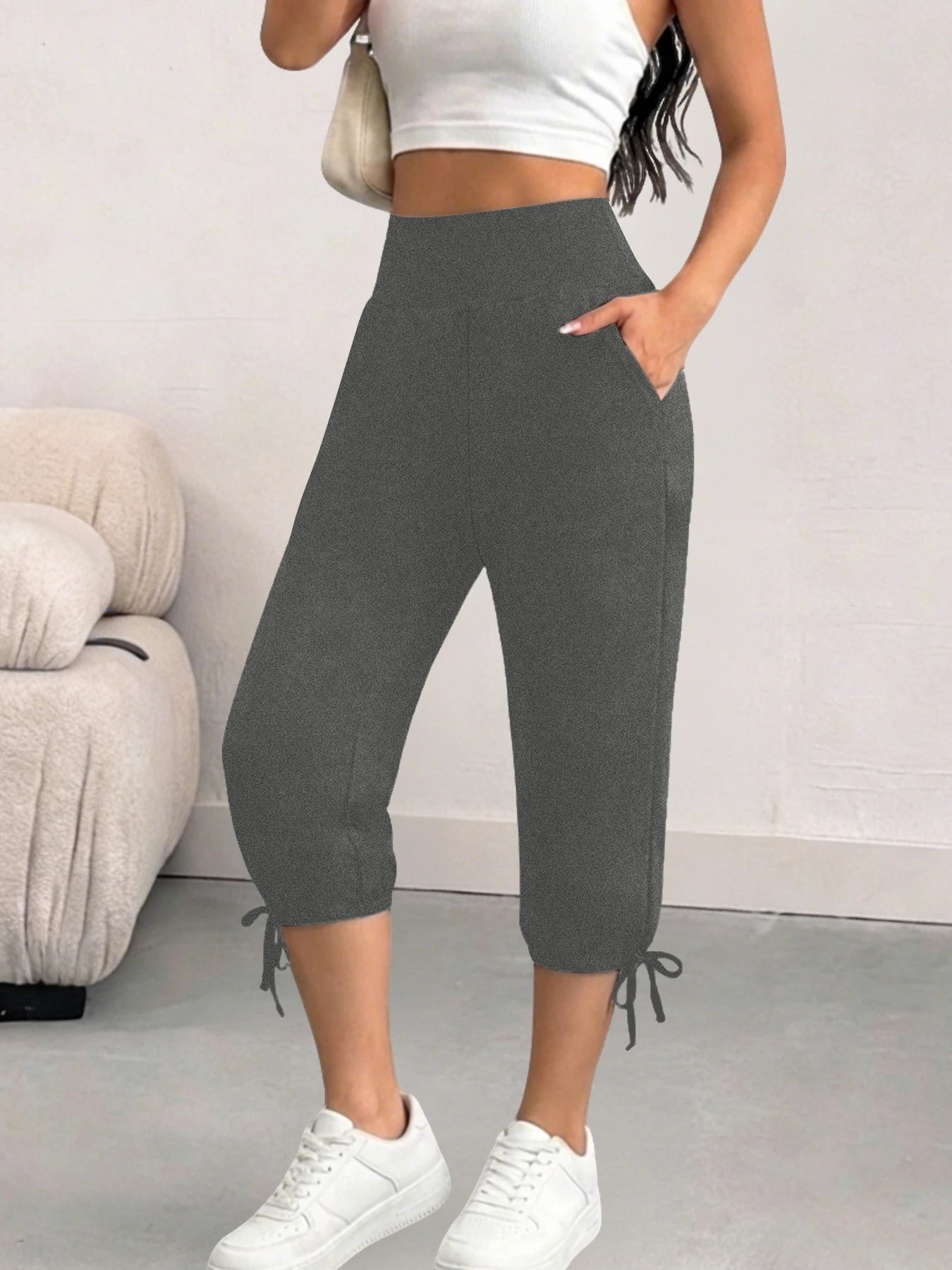 Womens Yoga Pants Capri Loose Workout Sweatpants Comfy Lounge Joggers with Pockets