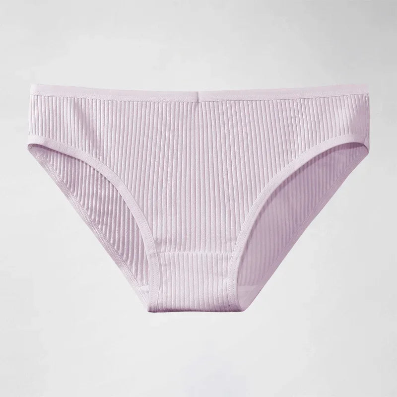 Women's pure cotton underwear women's comfortable breathable striped 100% cotton crotch briefs mid-waist simple girl underpants