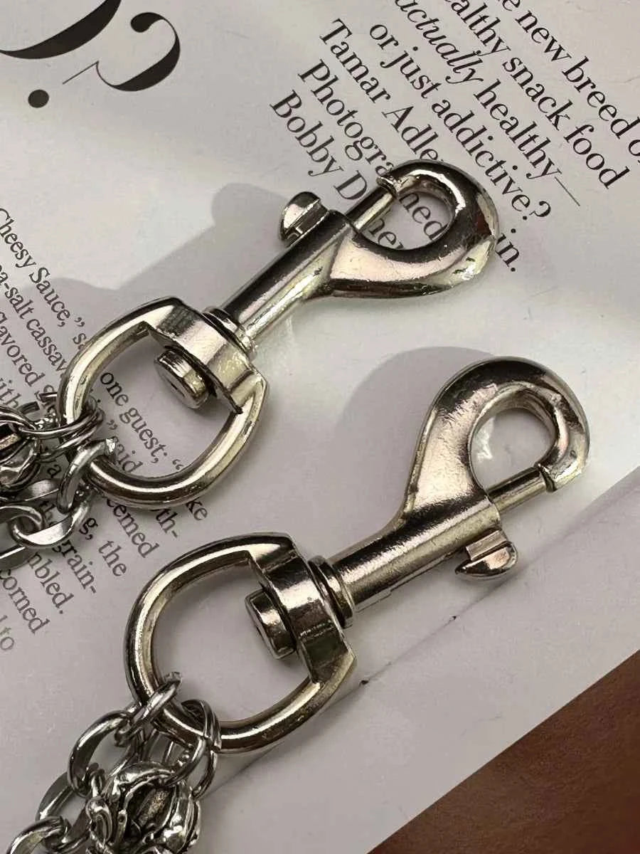 Original DIY Vajra Dice Double-Layer Silvery Chain Pants Fashionable Men And Women Luxury Accessories Y2K Style Punk Hip-Hop
