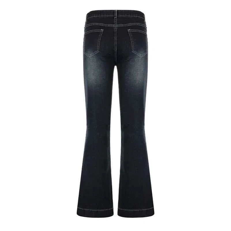 New Flare Jeans Women's Low Waist Trousers Vintage Aesthetic Denim Pants Streetwear Mom Casual Korean Fashion Y2k Jeans