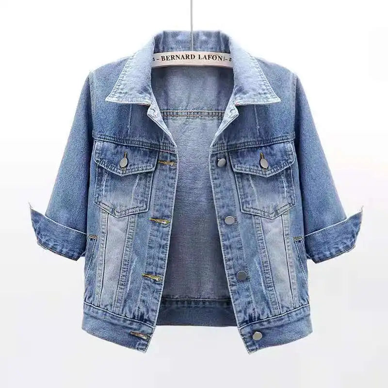 Women's Denim Jacket Spring Autumn Short Coat Pink Jean Jackets Casual Tops Purple Yellow Purple Blue Loose Tops Lady Outerwear