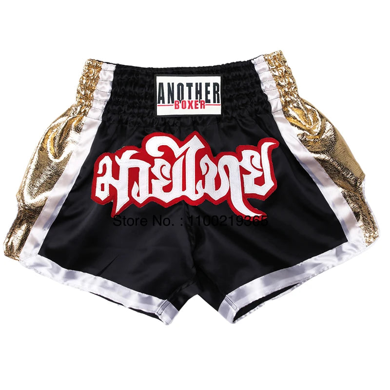 Muay Thai Fight Kickboxing Shorts Fitness Men Women Kids Boxing Shorts Embroidery Thailand Gym Training Black MMA Jujitsu Pants