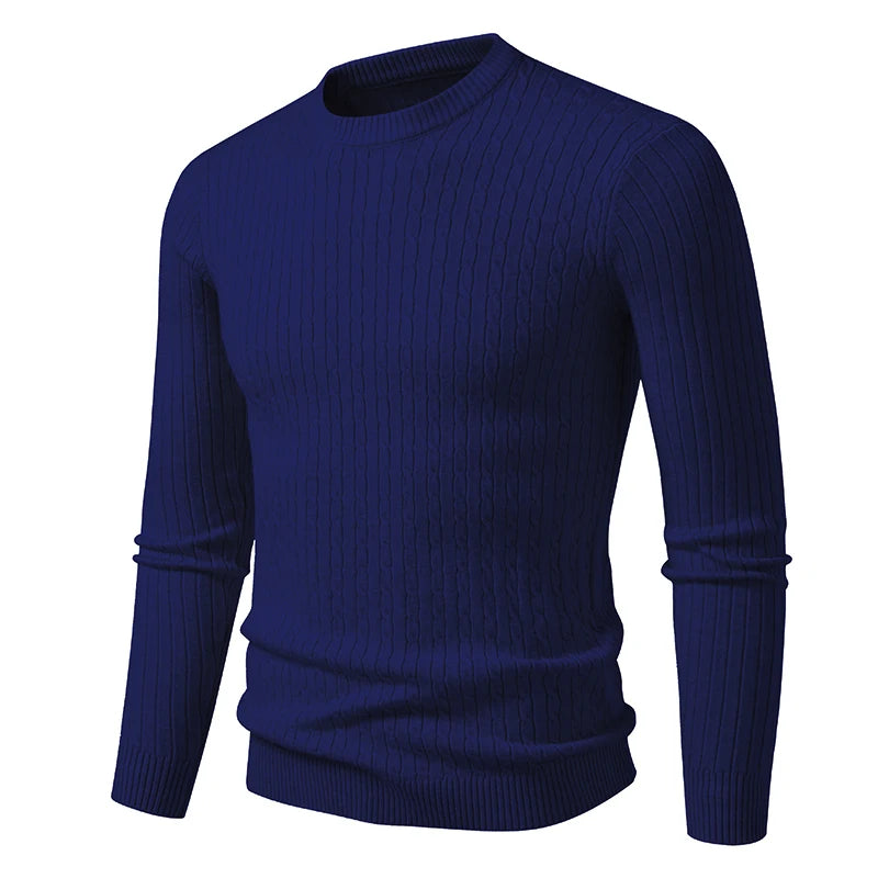 New Men's Crew Neck Sweaters Long Sleeve Lightweight Knit Dress Pullover Sweaters Casual outwear Twist Patterned Cable Sweaters
