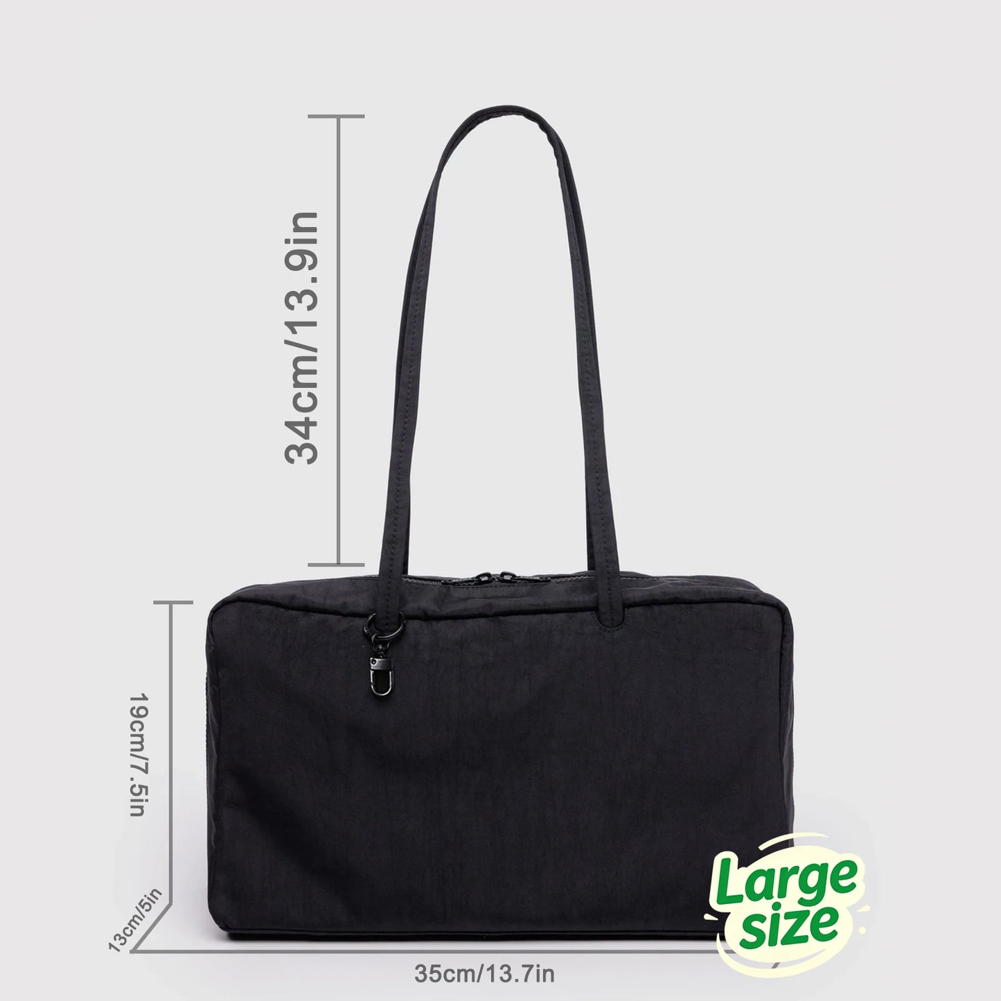 Nylon Tote Bag Bowler Bag Women Shoulder Purse with Keychain Clip, Lightweight Zipper Handbag Daily Work Travel Gym Gift for Mum