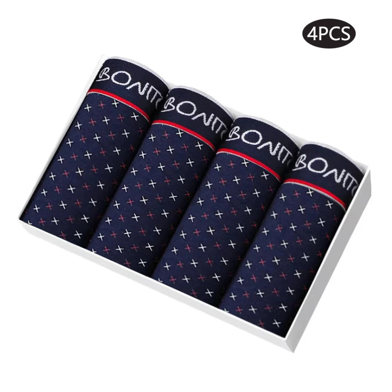 4pcs print Boxer's man underwear sexy soft cotton underpants men boxer briefs shorts BONITOS Brand High Quality