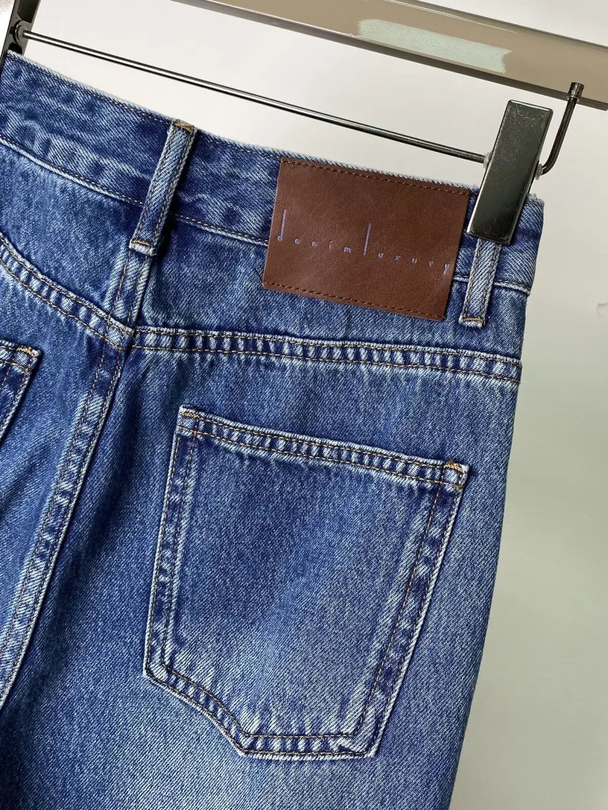 American Style Women's Vintage Washed Denim Pants High Waist Irregular Loose Wide Leg Trousers All-match Ladies Jeans
