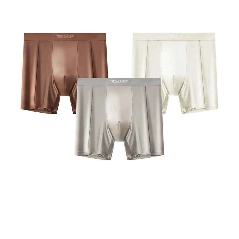 3PCS/Pack Luxury Satin-like Boxers Man Cool Ice Silk Antibacterial Breathable Quick-dry Underwear High Elastic