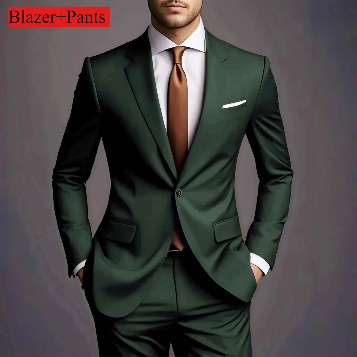 2026 New Luxury Elegant Men's Suits 2 Piece Set Fashion Korean Casual Slim Fit Social Groom Wedding Tuxedo