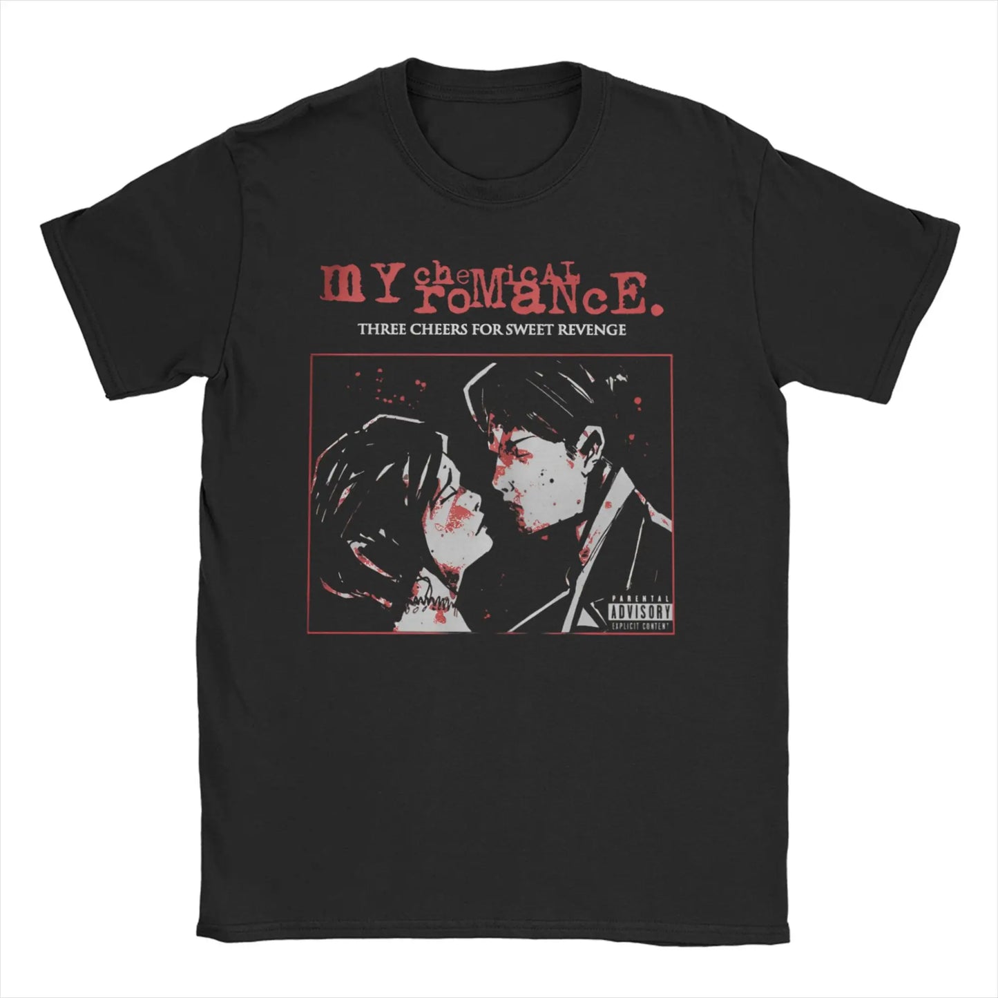 Short Sleeved Round Neck Y2k Tshirt Men Clothing New in Top & Tees Mens T-Shirt Cat Parade Band Punk My Chemical Romance