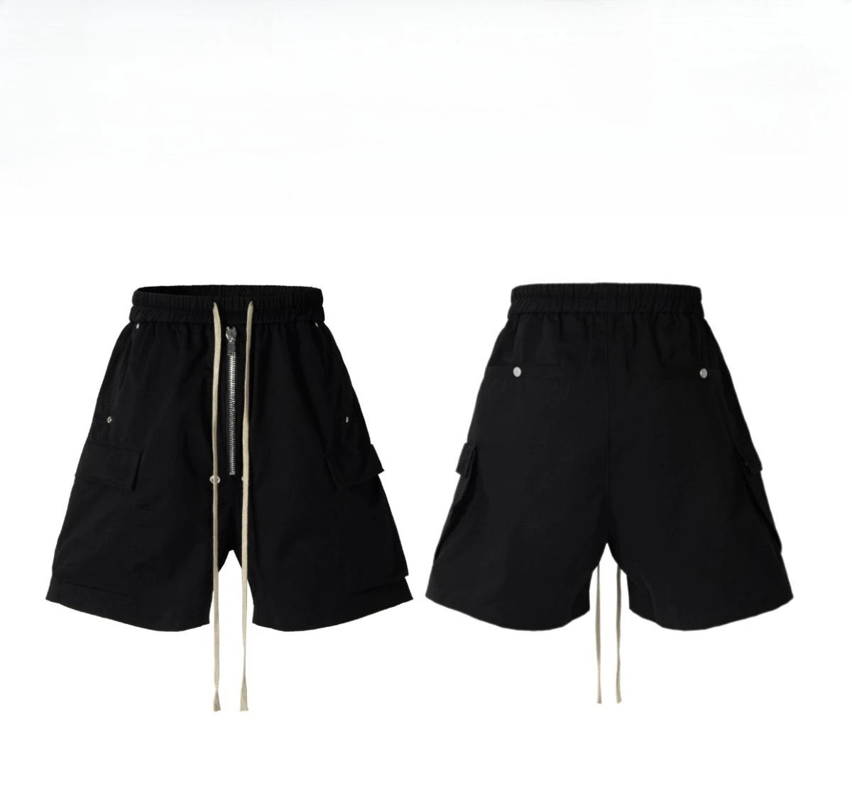 2025 Dark RO Style Drawstring Multi-pocket Tooling Shorts Men's Niche Casual Loose Straight Five-point Pants