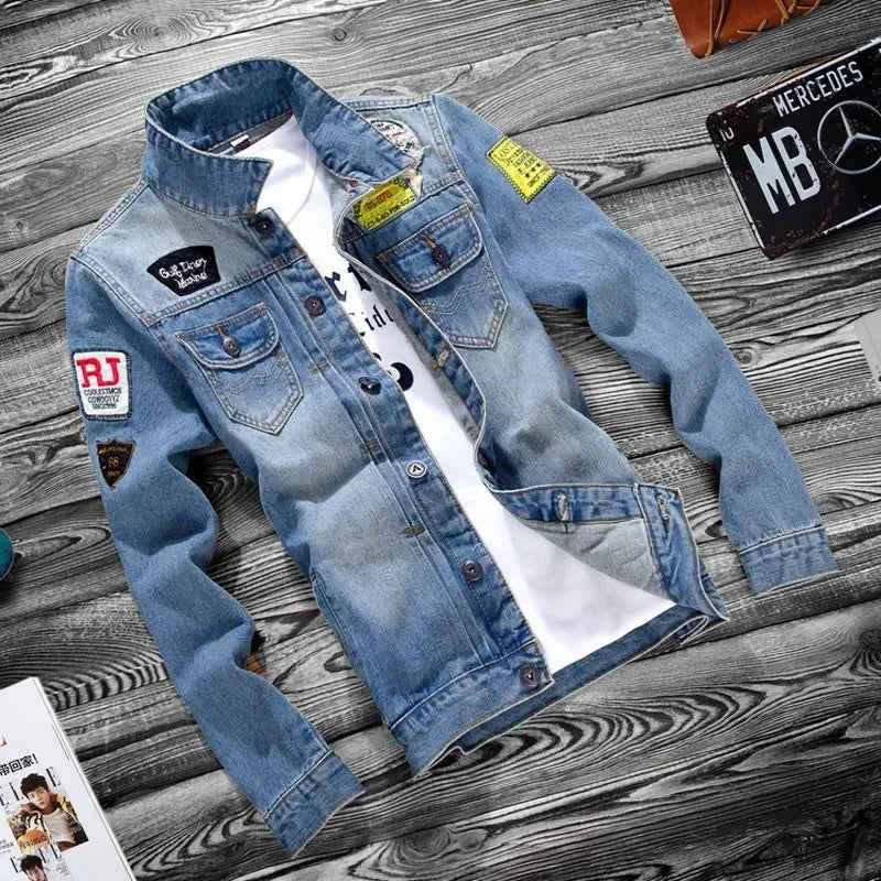 2025 Luxury Mens Denim Jackets Fashion Hole Jeans Jacket Mens Cotton Outwear Jackets Coat Long Sleeve Male Clothing Streetwear