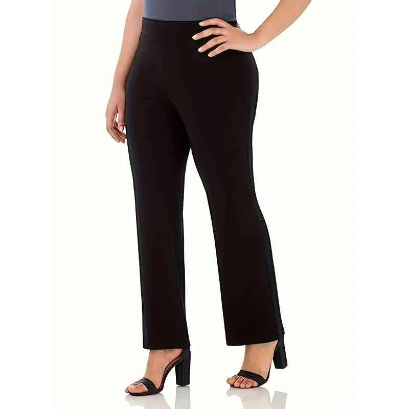2026 Women's Plus Size Elastic Waist Straight Pants Slim Look