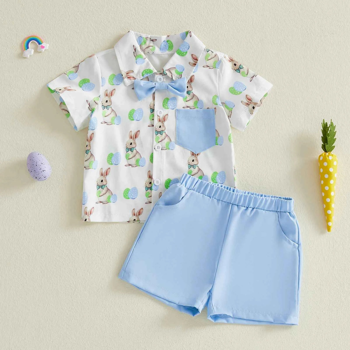 Baby Girls Easter Outfits Pink Floral Bunny Print Ruffle Sleeve Romper with Matching Headband 2 Pcs Set for Toddler
