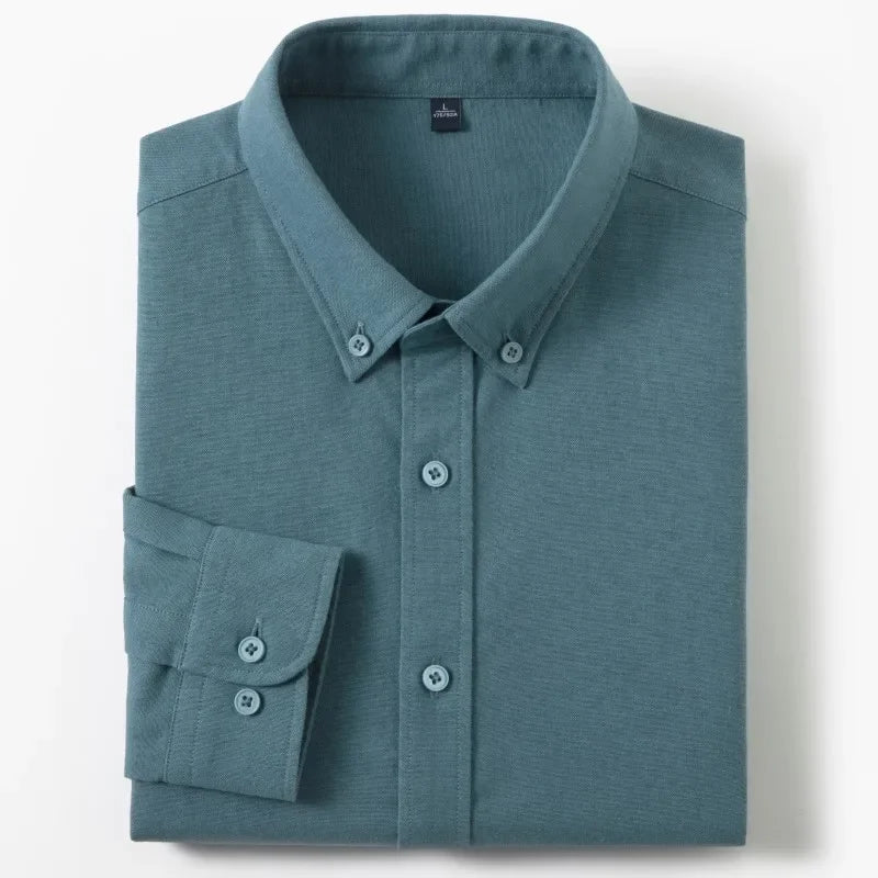 Men's Slim-Fit Oxford Cotton Shirt: Long Sleeves, Casual Breathable Fabric, Exquisite Craftsmanship, Brand with OEM Processing